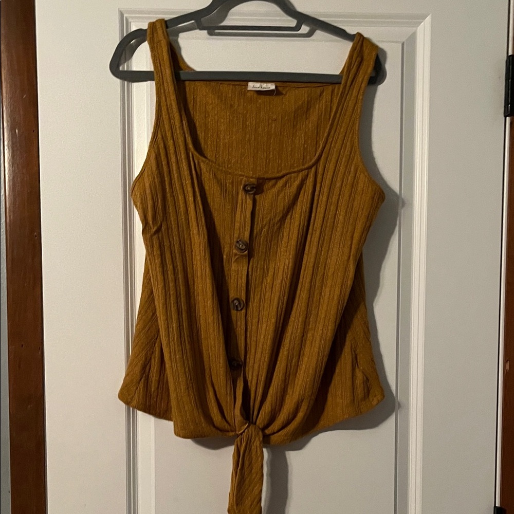 Free Kisses Golden Button-Front Tank Top